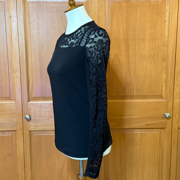Anatomie Black Lace Detail Long Sleeve Top - Picture 3 of 11